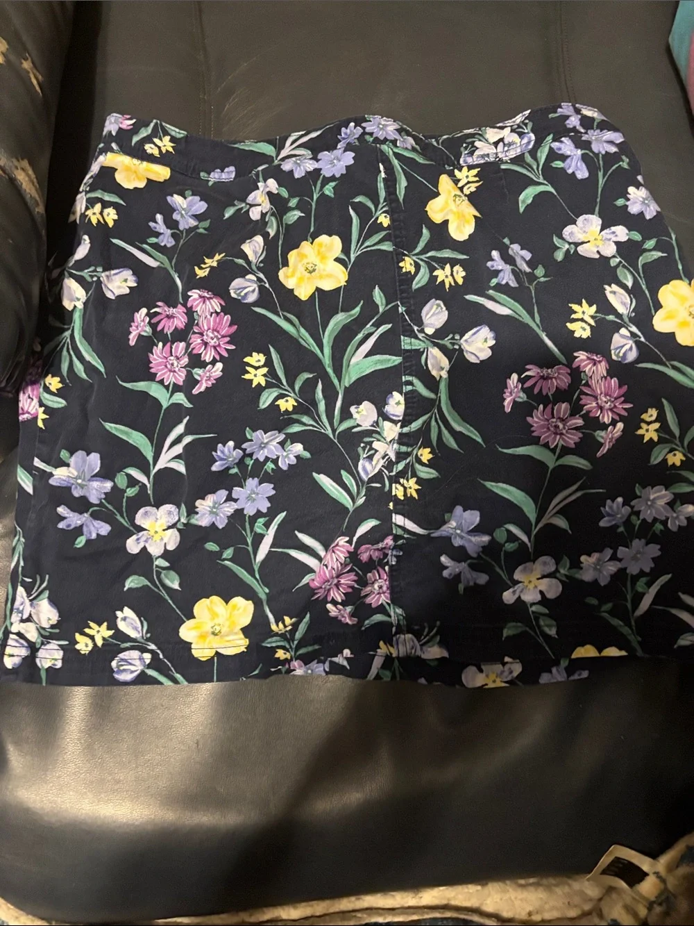Karen Scott Navy Floral Skort with Yellow & Lavender Blooms